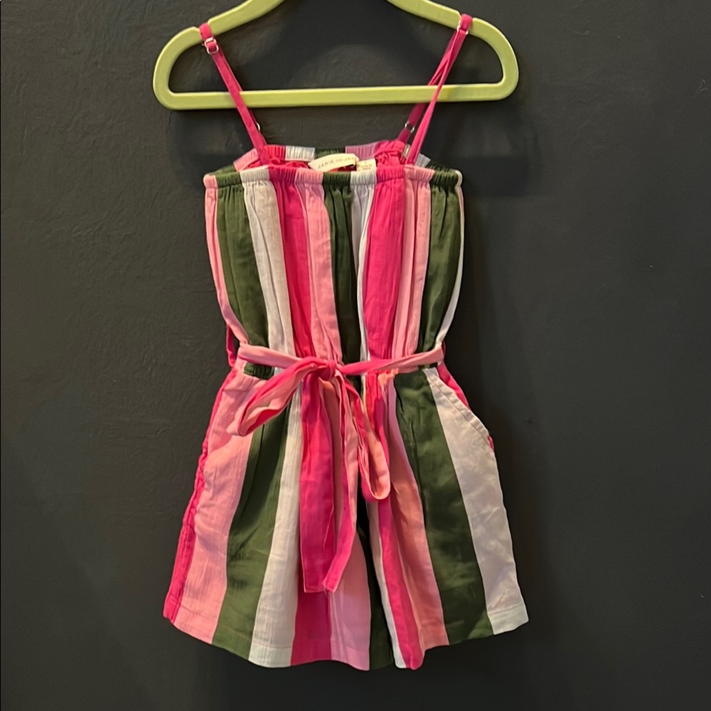 Striped Pink and Green girls Janie & Jack Romper size 8